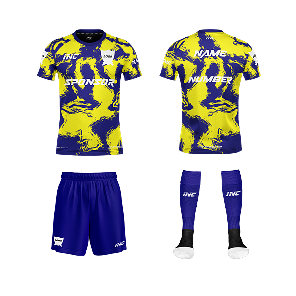 Ars Occulta Blue and Yellow Football Kit – custom football shirt and shorts from INC-KITS