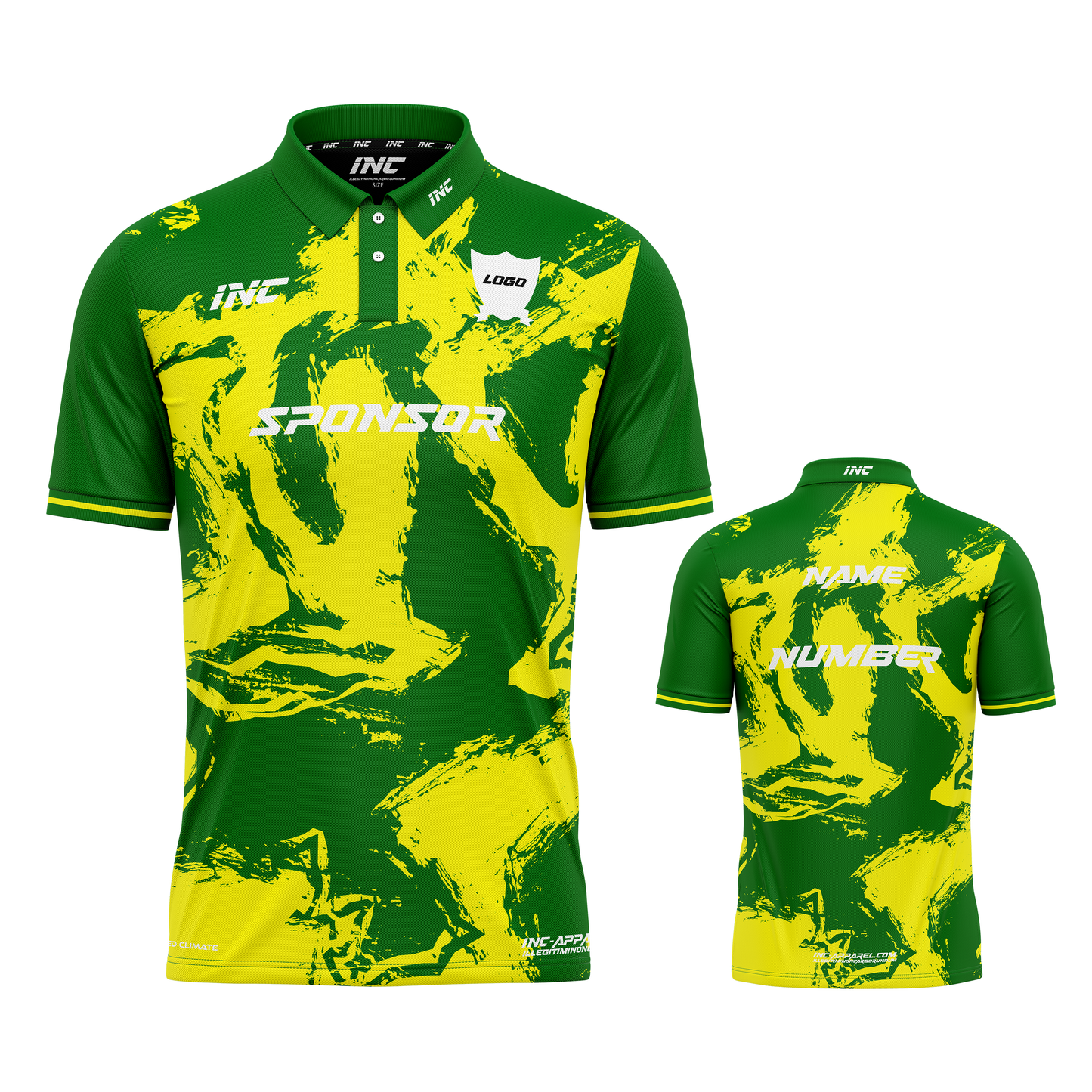 Ars Occulta Green and Yellow Cricket Shirt – breathable, custom cricket teamwear from INC-KITS