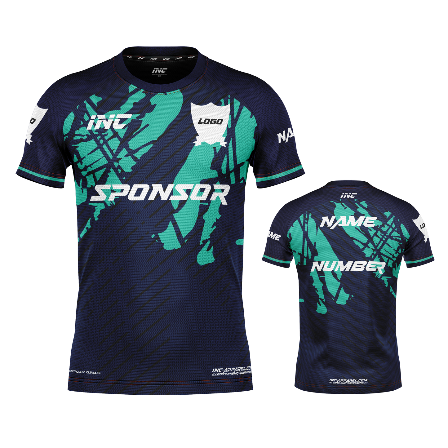 Dominus Blue and Teal Football Shirt – breathable, durable custom football teamwear from INC-KITS