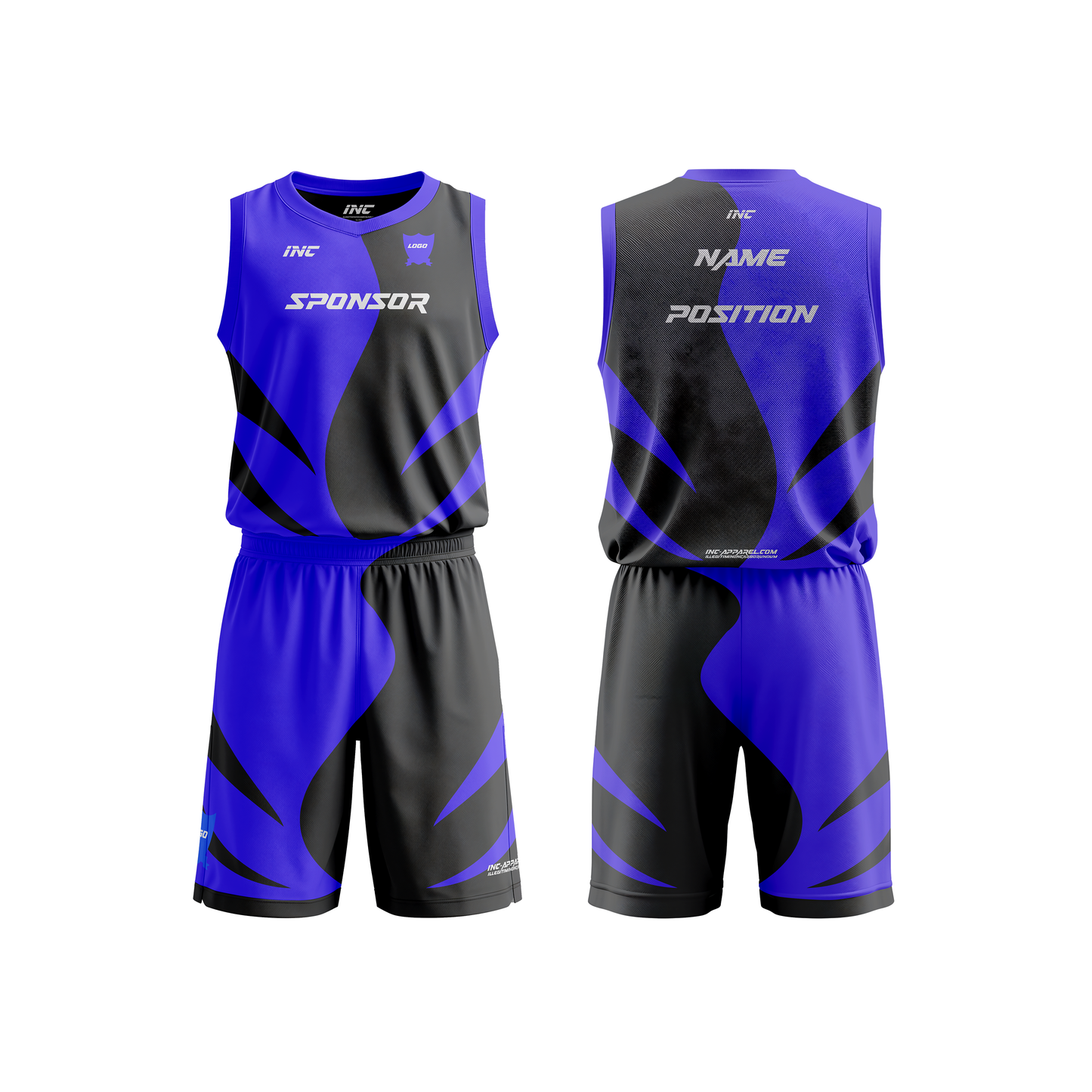 Spiculum Black and Blue Basketball Kit – custom basketball shirt and shorts from INC-KITS