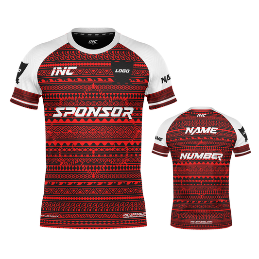 Bula Black Red White Rugby Shirt