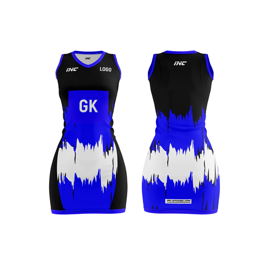 Ad Victorian Black and Blue Netball Kit – breathable, stylish netball teamwear from INC-KITS
