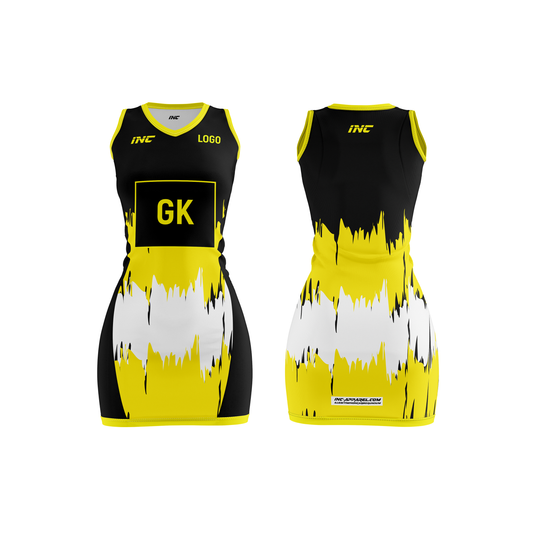 Ad Victorian Black and Yellow Netball Kit – breathable, stylish netball teamwear from INC-KITS