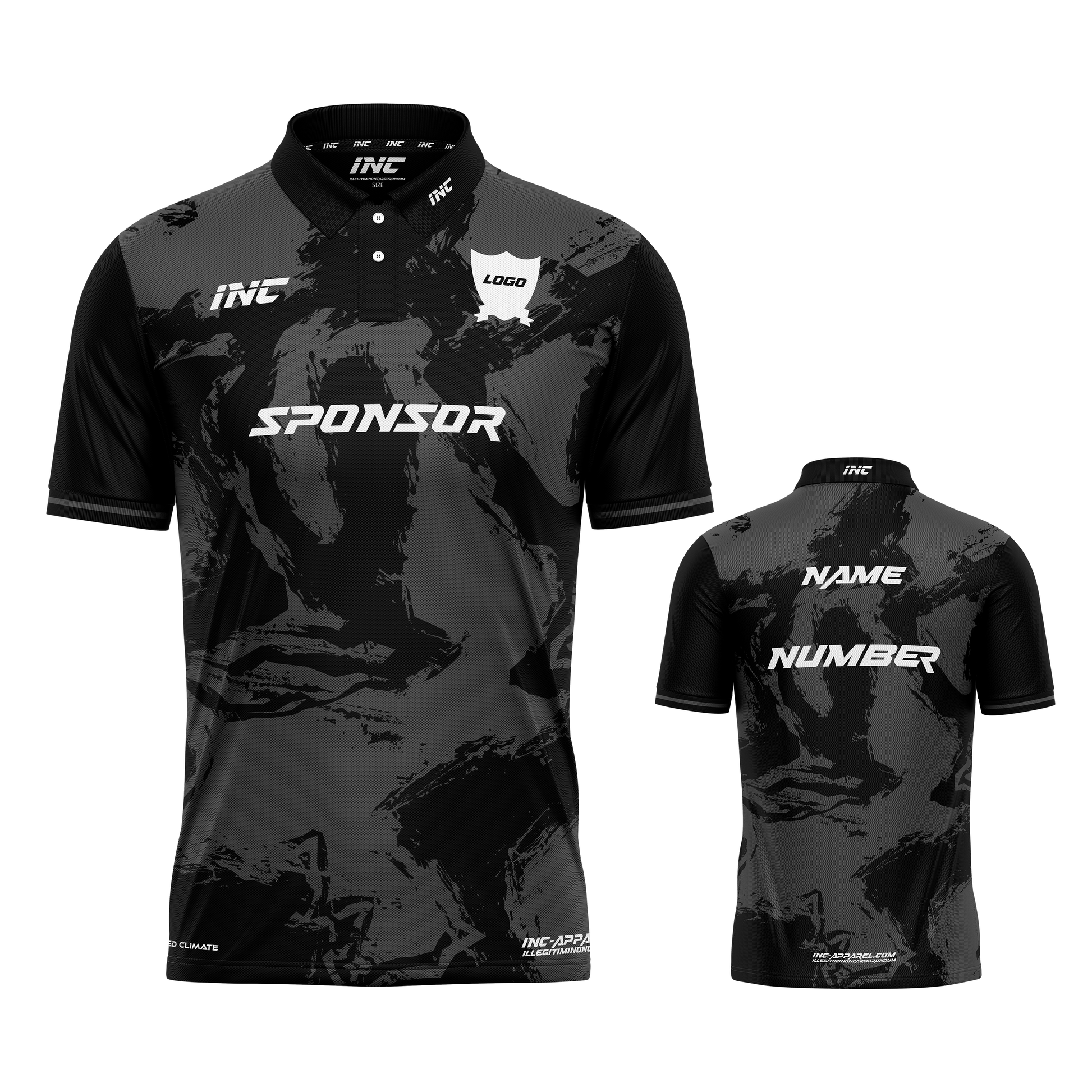 Ars Occulta Black and Grey Cricket Shirt – breathable, custom cricket teamwear from INC-KITS