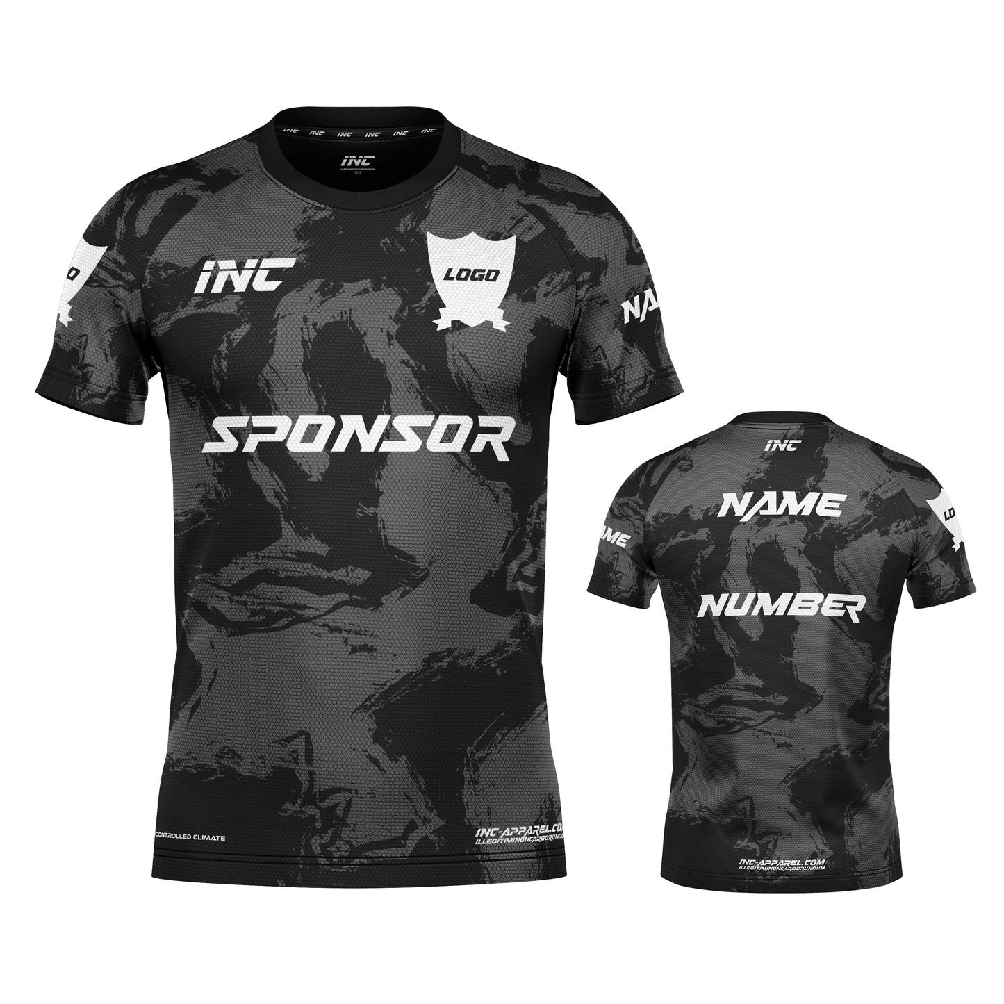 Ars Occulta Black and Grey Football Shirt – breathable, custom football teamwear from INC-KITS