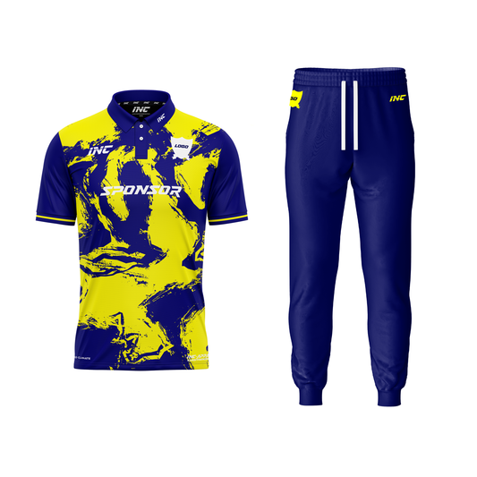 Ars Occulta Blue and Yellow Cricket Kit – custom cricket shirt and trousers from INC-KITS