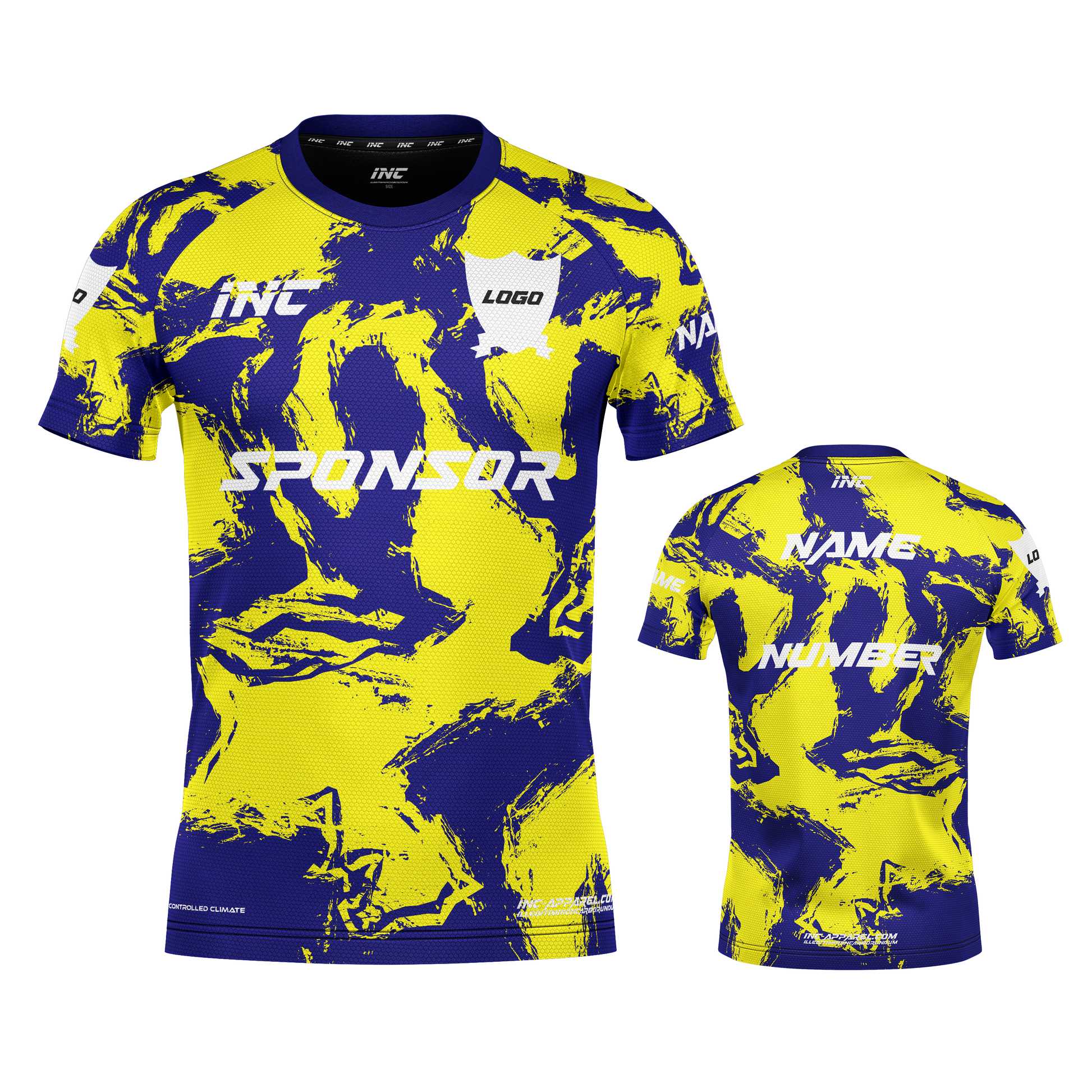 Ars Occulta Blue and Yellow Football Shirt – breathable, custom football teamwear from INC-KITS