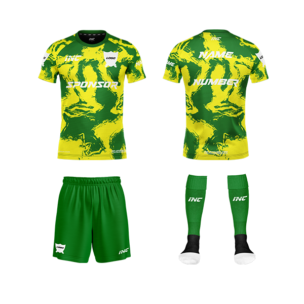 Ars Occulta Green and Yellow Football Kit – custom football shirt and shorts from INC-KITS