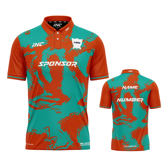 Ars Occulta Orange Cricket Shirt – breathable, custom cricket teamwear from INC-KITS