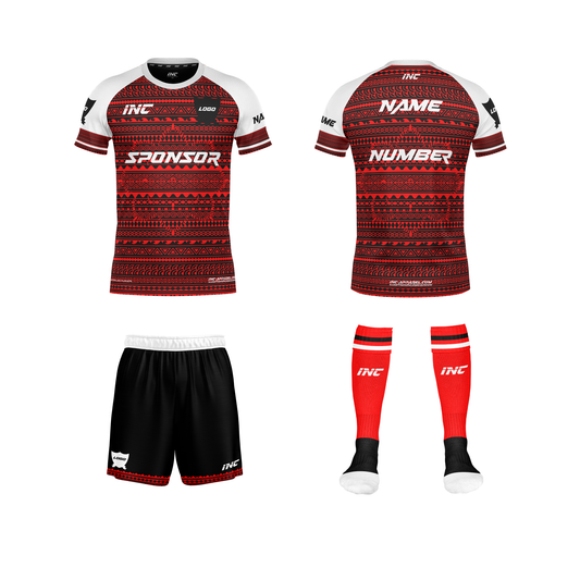 Bula White and Red Fijian Rugby Kit – breathable, durable rugby teamwear from INC-KITS