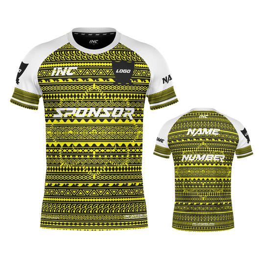 Bula Yellow and White Rugby Shirt – breathable, durable rugby kit from INC-KITS