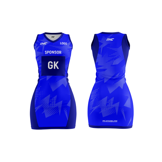 Callidus blue netball kit designed for performance, comfort, and team style from INC Kits