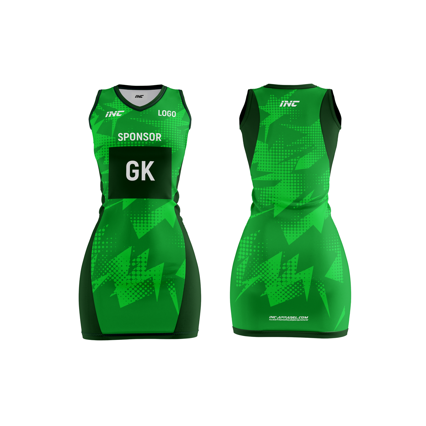 Callidus green netball kit designed for performance, comfort, and team style from INC Kits