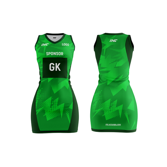 Callidus green netball kit designed for performance, comfort, and team style from INC Kits