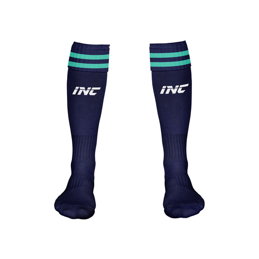 Dominus Blue and Teal Football Socks – breathable, durable football teamwear from INC-KITS
