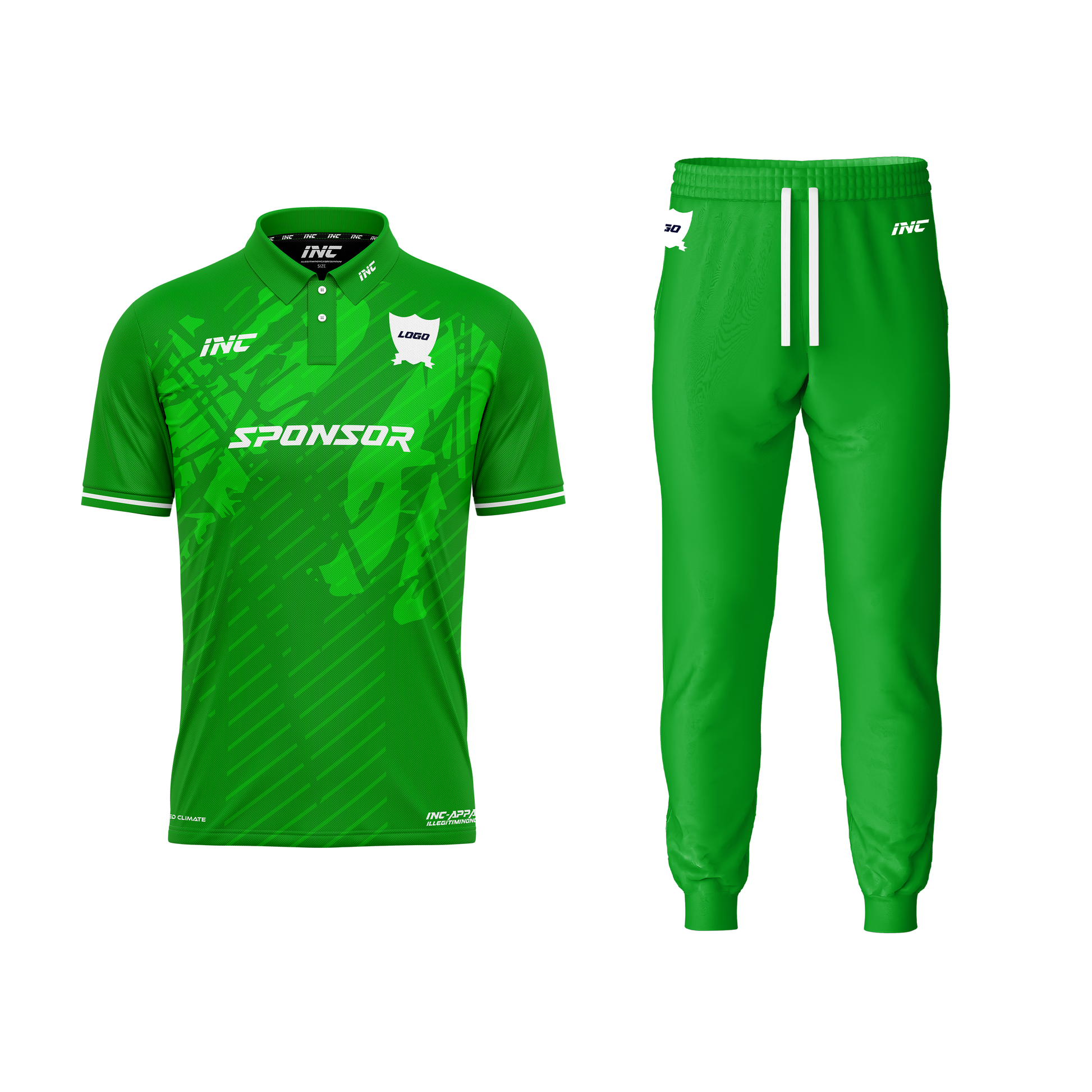 Dominus Ludi Green Cricket Kit – custom cricket shirt and trousers from INC-KITS