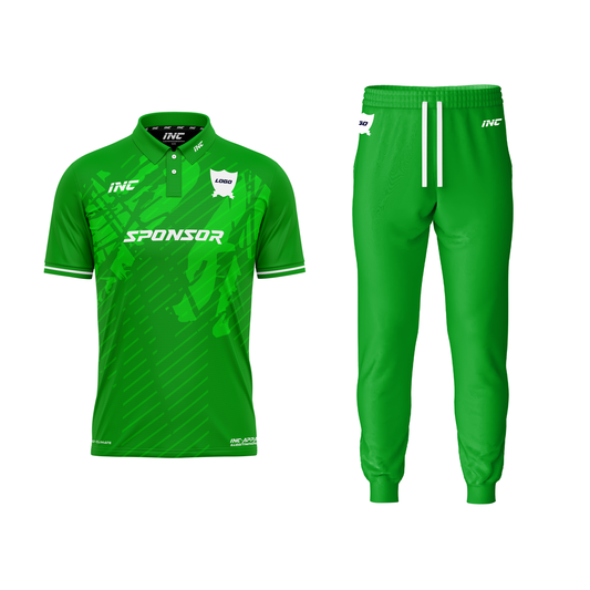 Dominus Ludi Green Cricket Kit – custom cricket shirt and trousers from INC-KITS