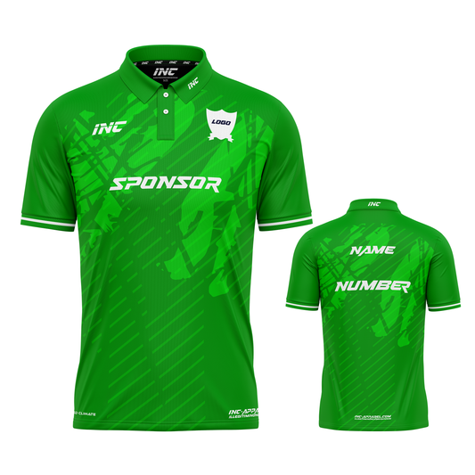 Dominus Ludi Green Cricket Shirt – breathable, custom cricket teamwear from INC-KITS