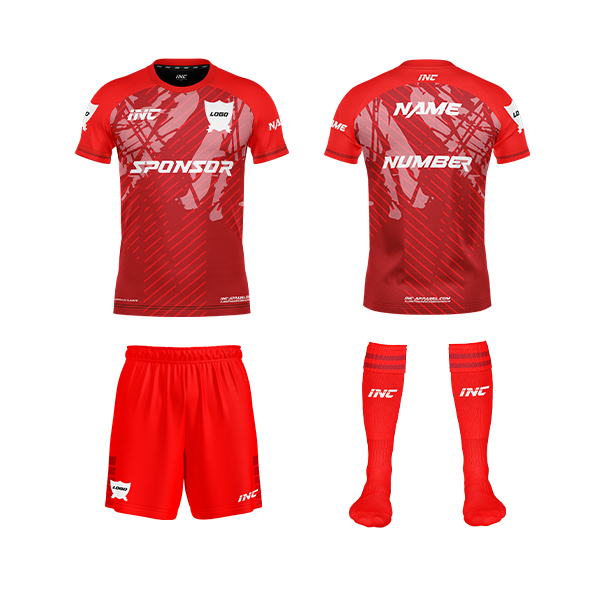 Dominus Ludi Red Football Kit – custom football shirt and shorts from INC-KITS