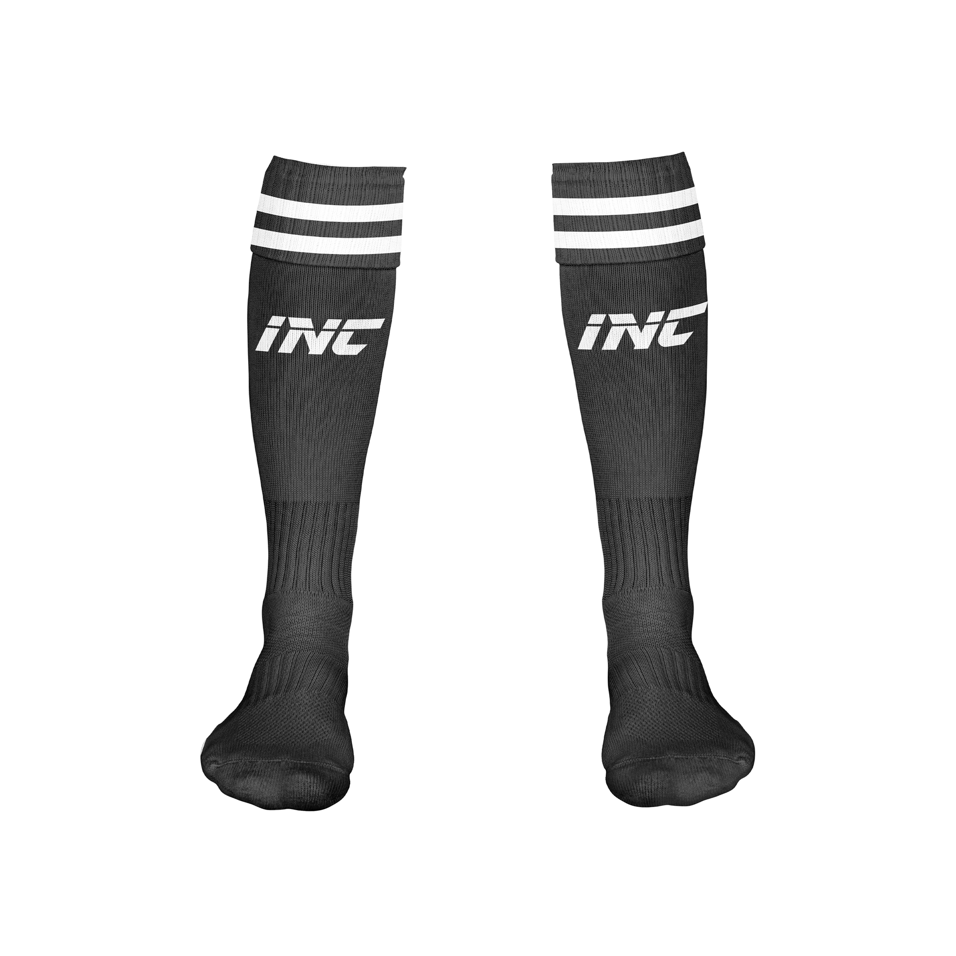 Front view of the Rogue Umbra Grey Football Socks from INC-KITS, made to order for schools, clubs, and grassroots football teams