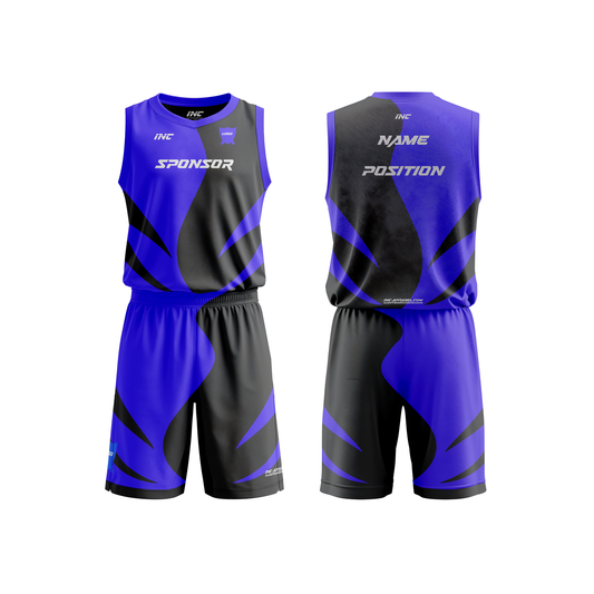Spiculum Black and Blue Basketball Kit – custom basketball shirt and shorts from INC-KITS