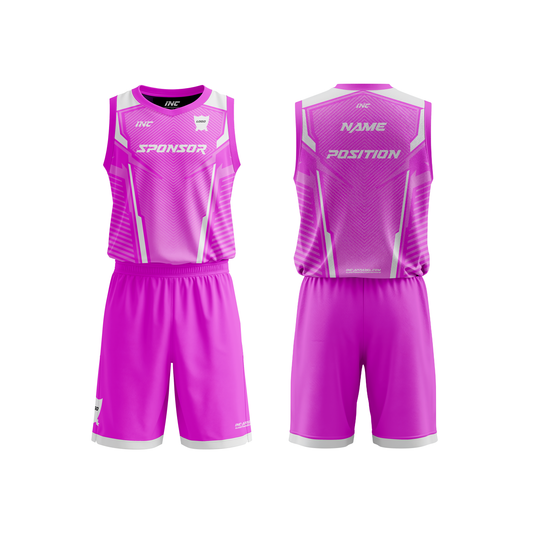 Terminare Exterminator Pink and White Basketball Kit – custom basketball shirt and shorts from INC-KITS